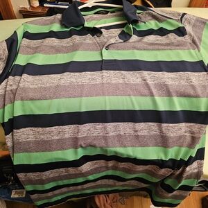Walter Hagen Green and Gray Striped Polo